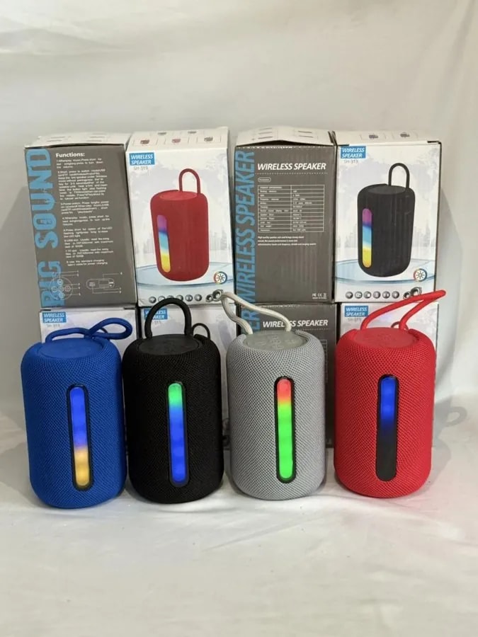 Parlante Bluetooth Cilíndrico con Barra de Luz LED