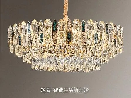Lámpara Colgante de Cristal 50 cm con Detalles Verdes