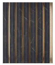 Panel Ranurado de Pared Mármol Negro con Líneas Doradas 24x290 cm