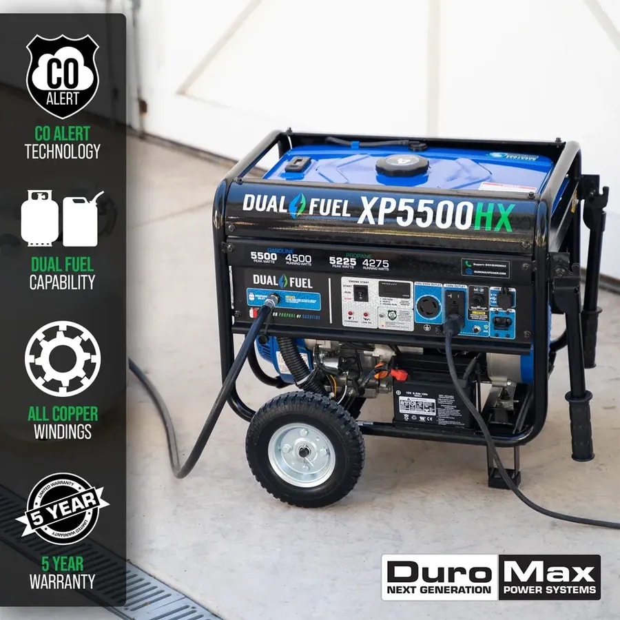 Generador Duromax XP5500HX Portatil Dual Fuel 5500W CO Alert 210CC(OPEN BOX)