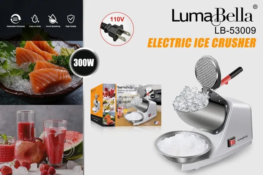 Picadora de Hielo Eléctrica Luma Bella 300W Acero Inoxidable