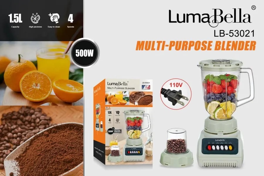 Licuadora 2 en 1 Luma Bella 1.5 L con Molino