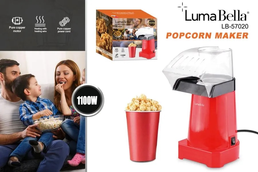 Máquina de Canguil de Aire Caliente Luma Bella 1000W Roja