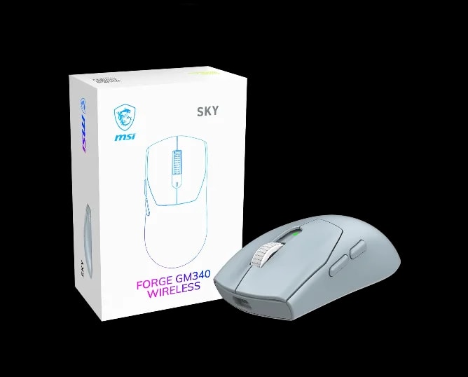 Mouse Gamer Inalámbrico MSI Forge GM340 Celeste 26.000 DPI