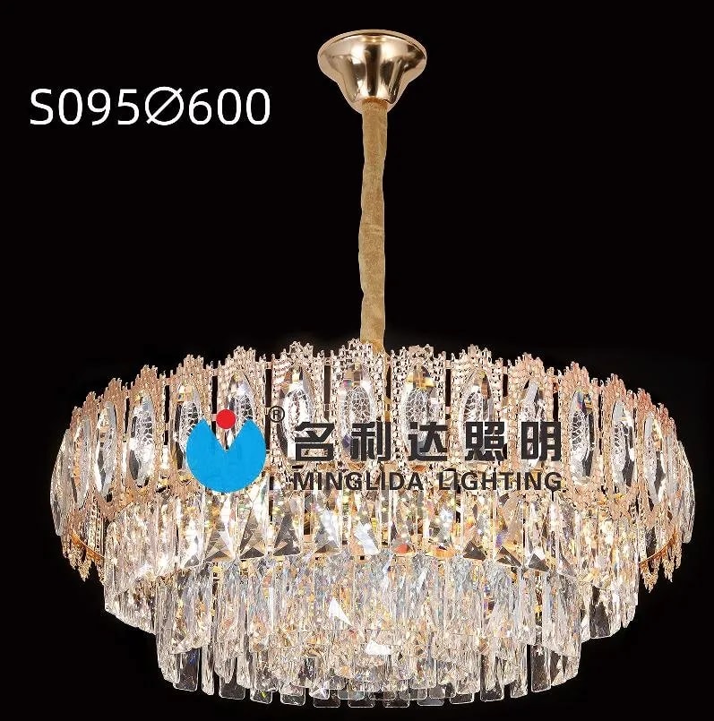Lámpara Colgante de Cristal Redonda Dorada 60 cm