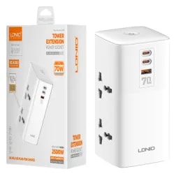 Regleta Cortapicos LDNIO SC4383 70W 2P 1USB+2PD +4TOMAS Torre Blanco