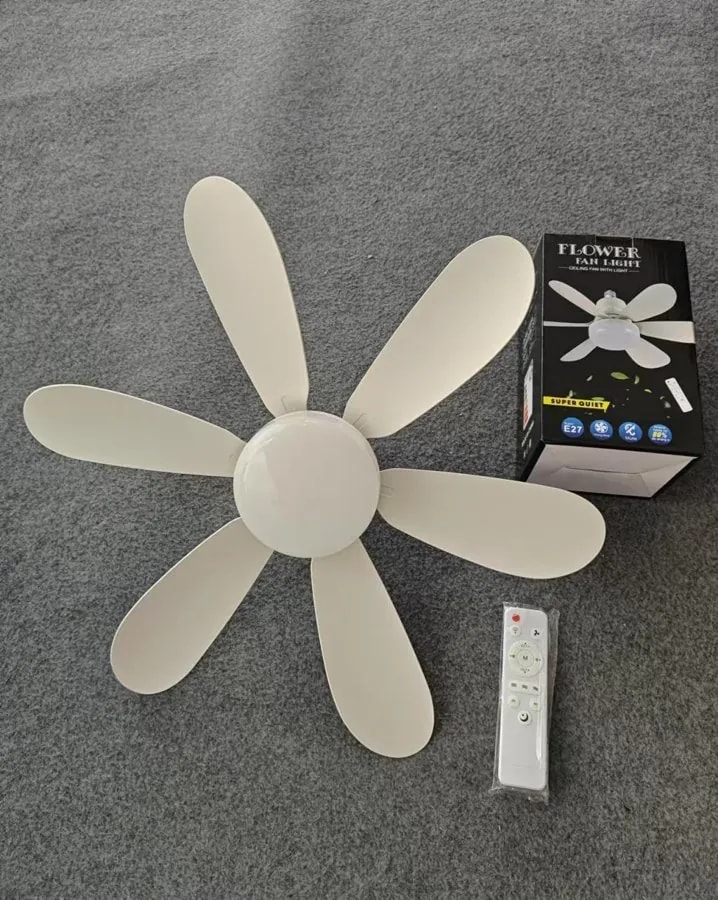 Ventilador con Luz LED Rosca E27 de 6 Aspas y Control
