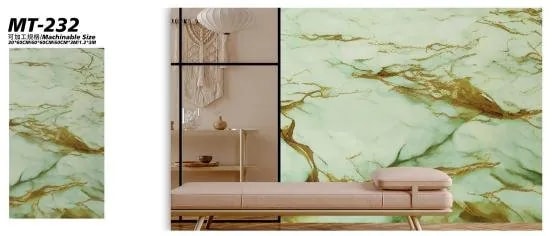 Papel Tapiz Autoadhesivo Mármol Verde y Dorado en Rollo