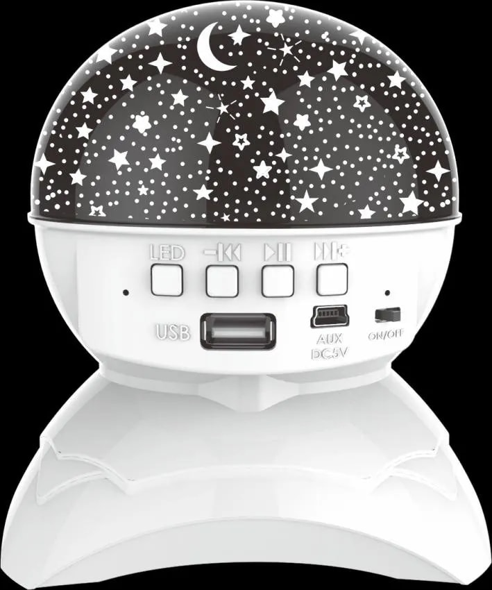 Lámpara Proyector de Estrellas con Parlante Bluetooth Blanca