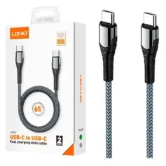 Cable LDNIO LC102 2M 65W USB-C a USB-C - Cordón Gris