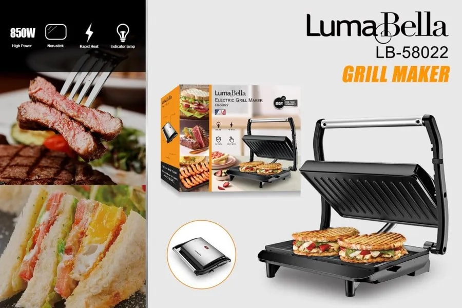 Sanduchera Grill Panini Luma Bella 850W