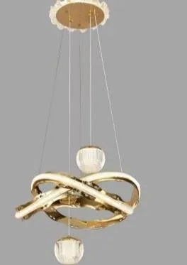 Lámpara Colgante LED Nudo con Esferas de Cristal Dorado Francés