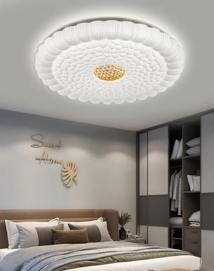 Plafón LED Redondo 50 cm Diseño Floral con Centro Dorado