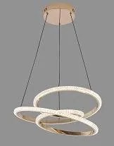 Lámpara Colgante LED Doble Aro Ondulado Dorado Francés 50 cm