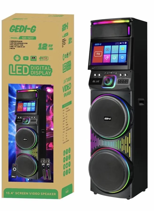 Torre de Sonido Karaoke GEDI-G con Pantalla Táctil y Luces RGB