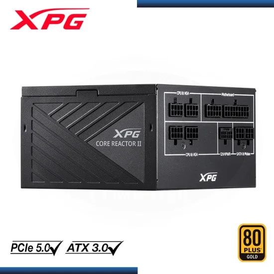 Fuente de poder Gamer XPG CORE REACTOR II, Black, 80+ Gold, Full Modular, 750W, ATX 24x1, EPS 8x2,