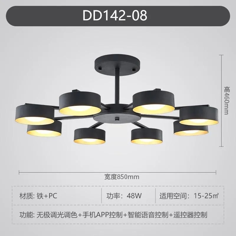 Lámpara de Techo LED 48W Negra 8 Luces con App