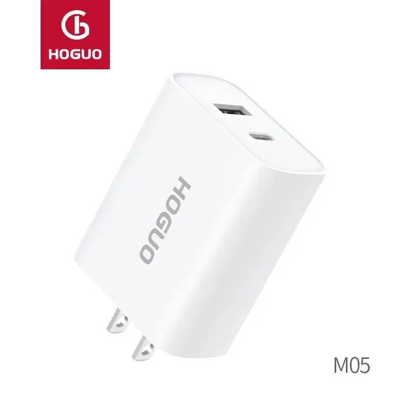 Cargador doble Hoguo M05 PD 20W + QC3.0 (USB-C + USB)