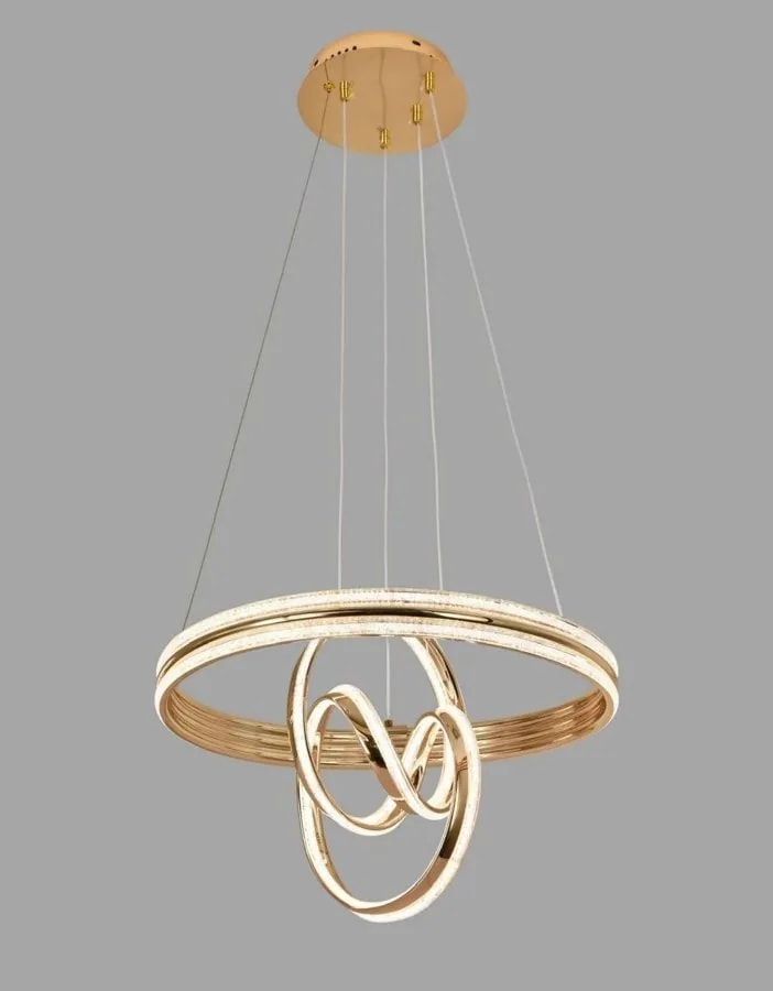 Lámpara Colgante LED Aro con Nudo Interior Dorado Francés