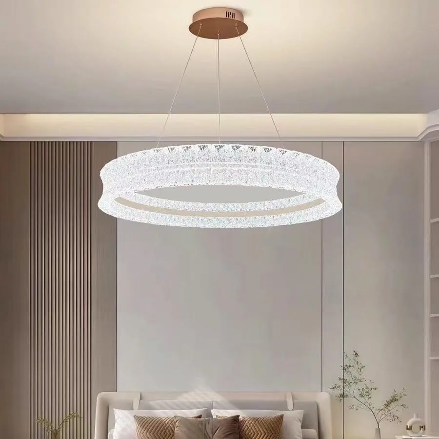 Lámpara Colgante LED Aro Efecto Cristal 50 cm