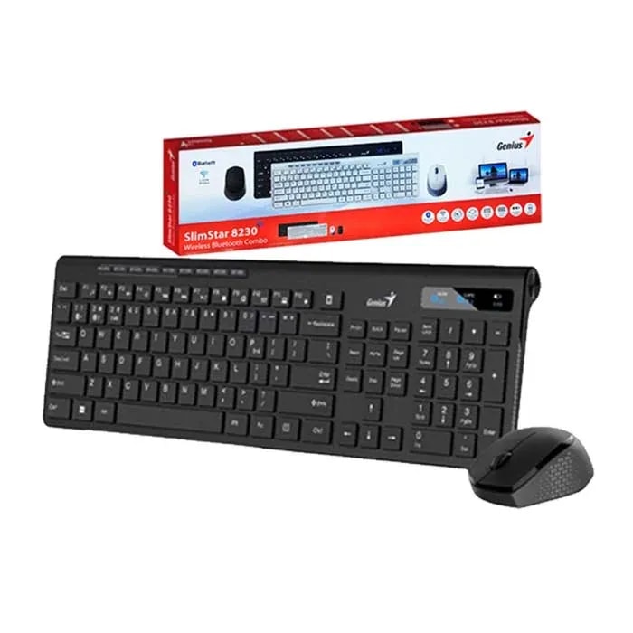 Kit genius tecl. y mouse slimstar 8230 BT 5.3 y 2.4GHZ hasta 3 dispositivos ai copilot / dpi 1200 3 bot. pila aa