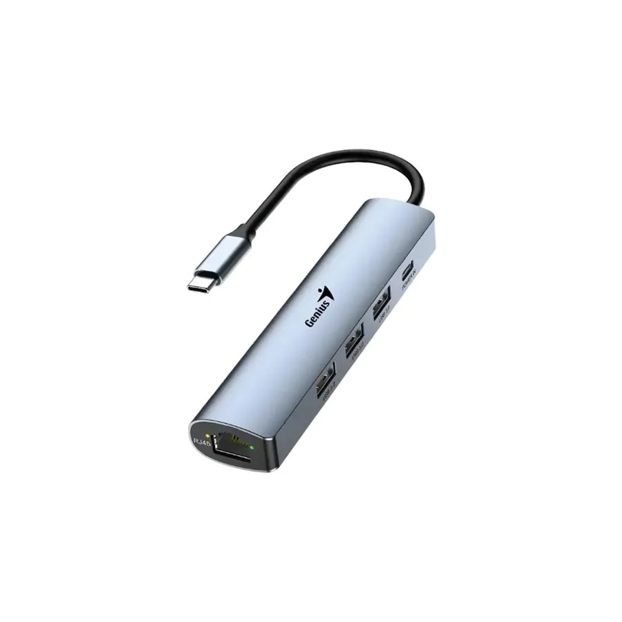 Hub genius UH-545 USB con A 3USB.A / 1USB-C pd / 1RJ45 gigabit / 5GBPS
