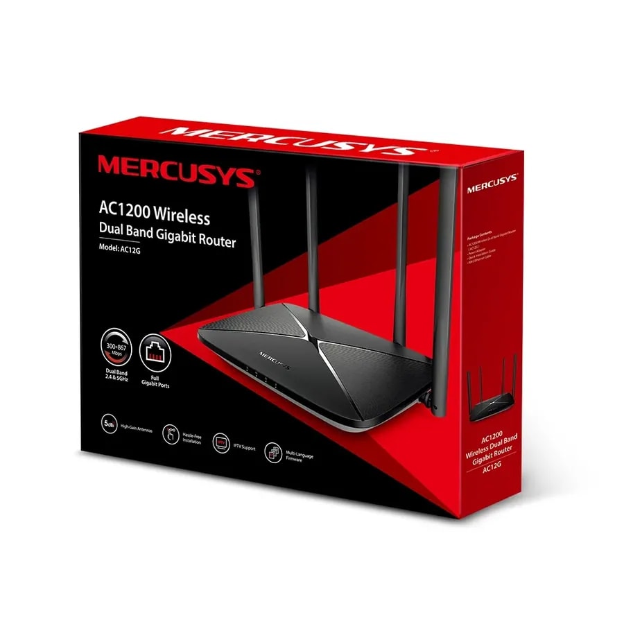 Router mercusys AC12G gigabit AC1300 dual band 2.4GHZ 400MBPS y 5GHZ 867MBPS mu-mimo 4 ant 5DBI