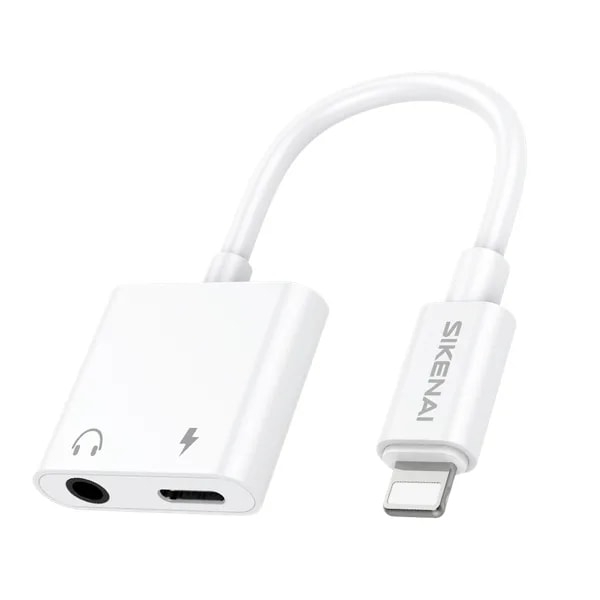 Adaptador de audio y carga Sikenai L2 Lightning a 3.5 mm + Lightning