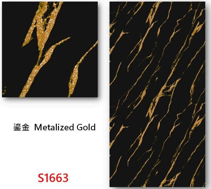 Panel de Pared UV Mármol Negro con Vetas Doradas