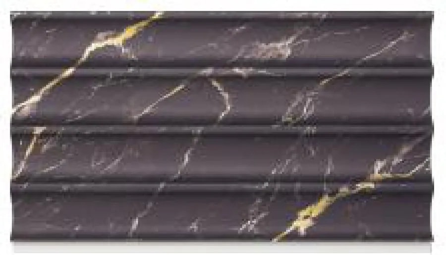 Panel de Pared WPC Ondulado Mármol Negro Vetas Doradas 12.8x1.2 cm