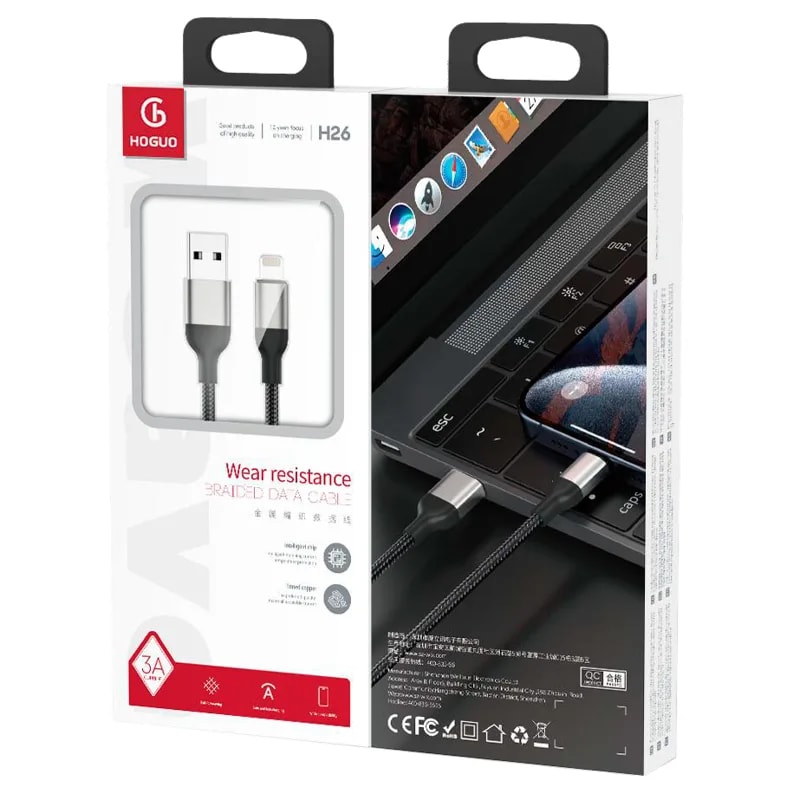 Cable Hoguo H26 USB a Lightning tejido 1 m