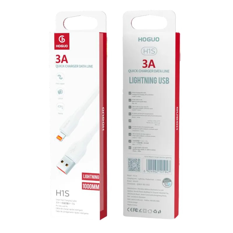 Cable Hoguo H1S USB a Lightning 3A 1 m