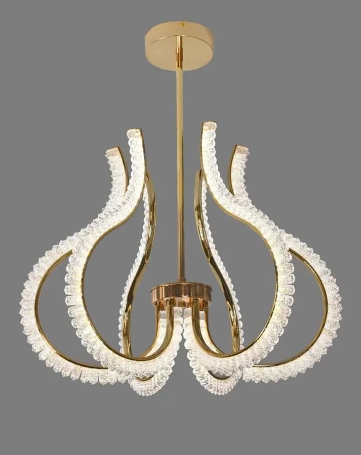 Lámpara Colgante LED Moderna Dorada 60 cm Diseño Corona Alta