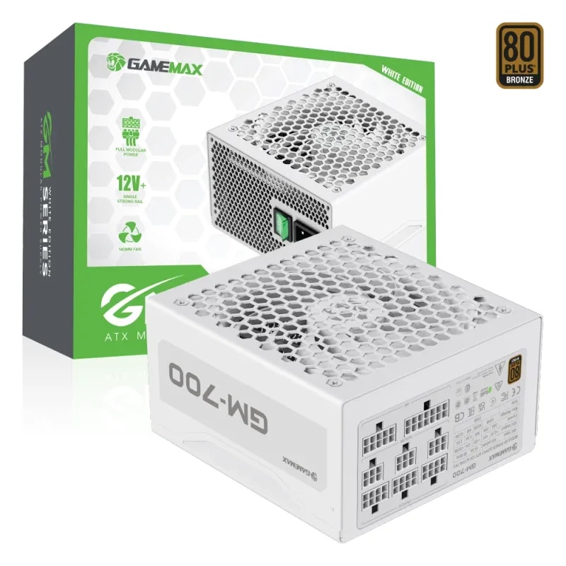 Fuente De Poder GAMEMAX 700W GM-700 WH Modular 80+ Bronce Fan 14CM 100-240V