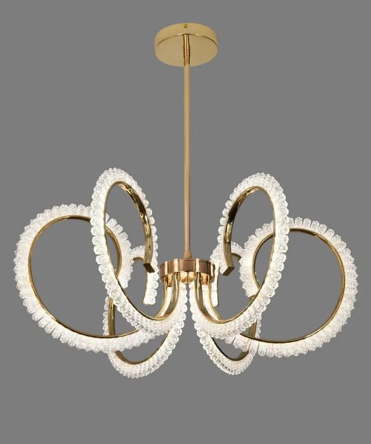 Lámpara Colgante LED Moderna Dorada 60 cm Diseño de Lazos