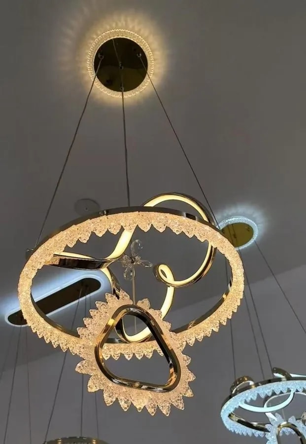 Lámpara Colgante LED de Aros Dentados 40 cm Dorada
