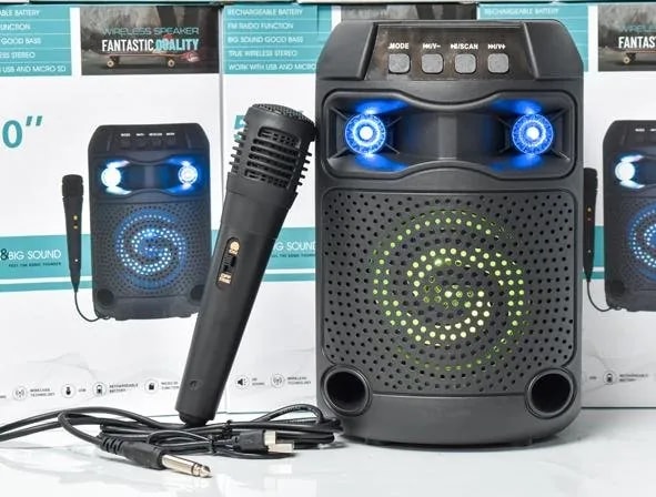 Parlante Bluetooth Portátil con Micrófono y Luces LED