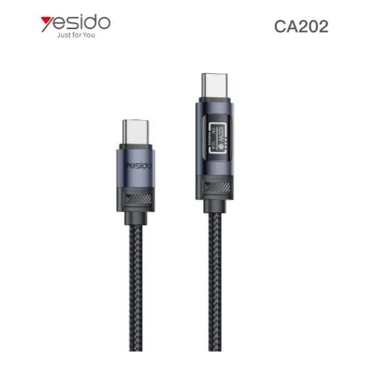 Cable Yesido CA202 USB-C a USB-C 100W con pantalla