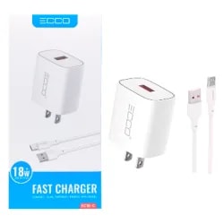 Cargador ECCO 18W EC18-C USB + Cable USB a Micro USB