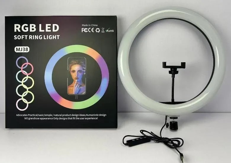 Aro de Luz LED RGB 16 Pulgadas con Soporte para Celular