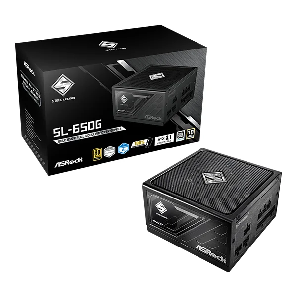 Fuente de poder Asrock Steel Legend SL-650G 650 watts certificacion 80 plus gold modular ATX iCool
