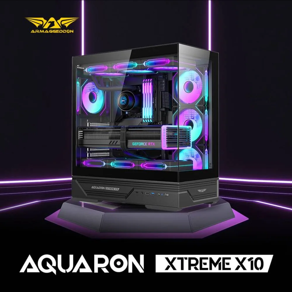 PC CHASIS AQUARON XTREME X10 incluye 10 FANS ARGB SOPORTA MB ATX