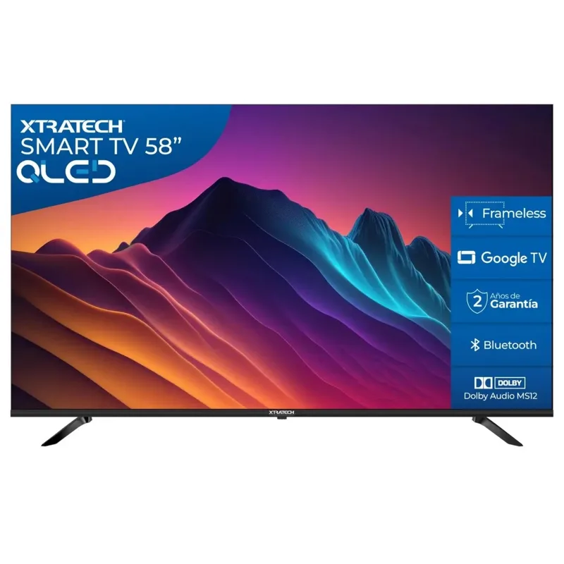 Smart TV Xtratech 58" 4K UHD QLED Google TV Mando De Voz WIFI BT Chromecast Dolby Atmos Control