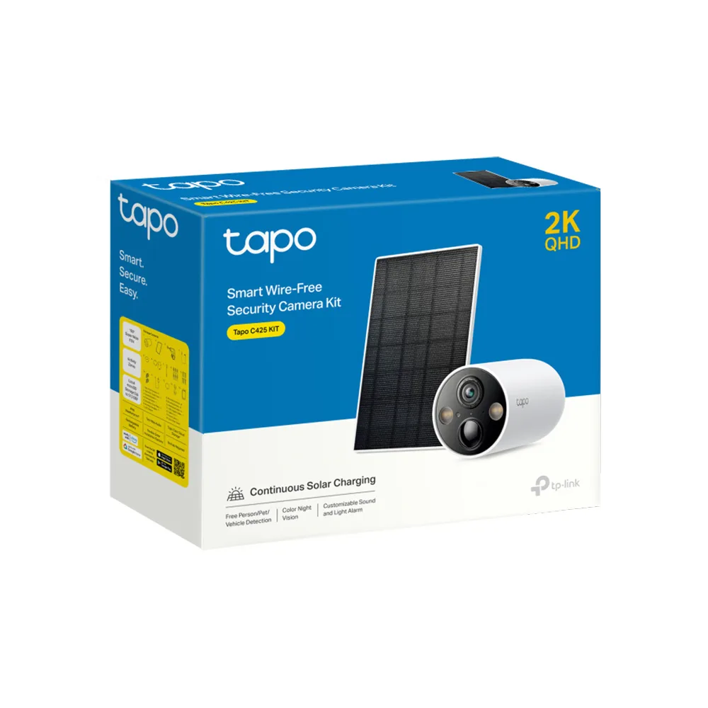 Cámara TP-Link Tapo C425 KIT / 2K QHD / Panel Solar / Visión Nocturna Full Color / IP66 / Hasta