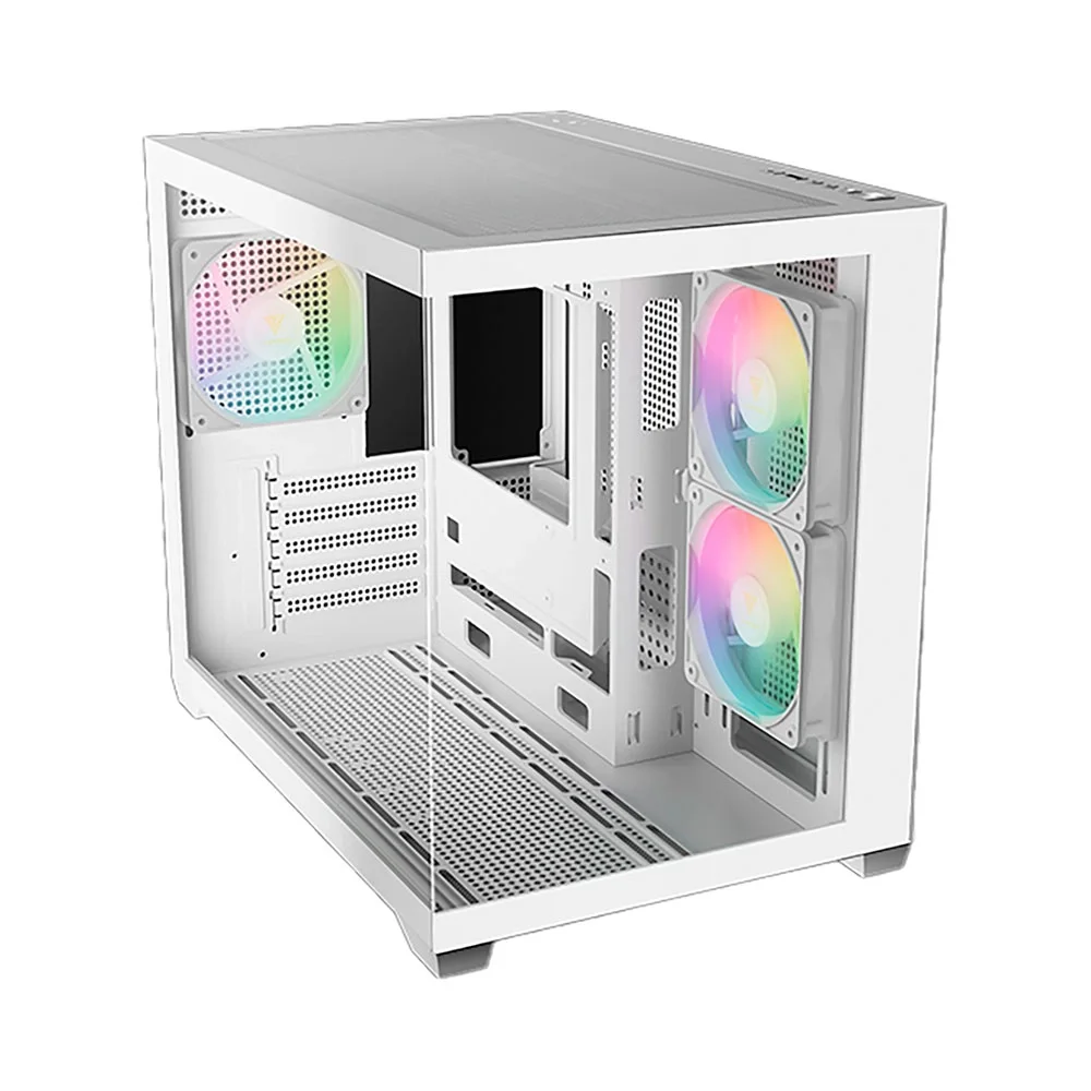 CASE GAMDIAS AURA GC10M V2 ARGB WHITE • Pantalla de cristal templado sin juntas • 3 ventiladores