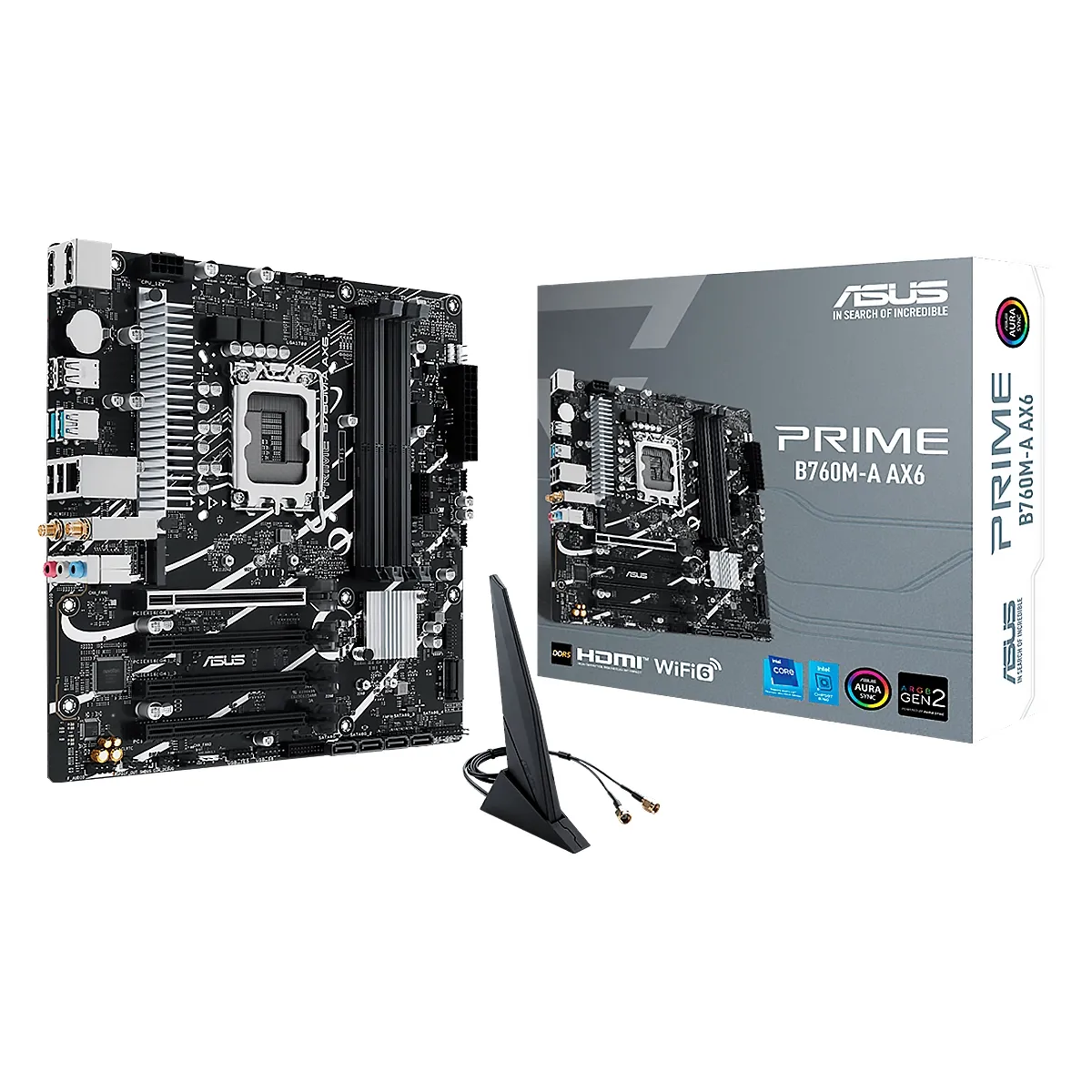 Mainboard ASUS Prime B760M-A AX6 LGA-1700 Intel 14va. 4DDR5 Wifi DP HDMI 3M.2 12USB PCIe 4.0