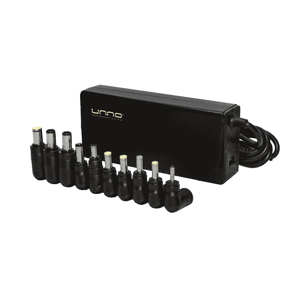 Cargador universal Unno Tekno PW5291BK para notebook selección manual de voltaje