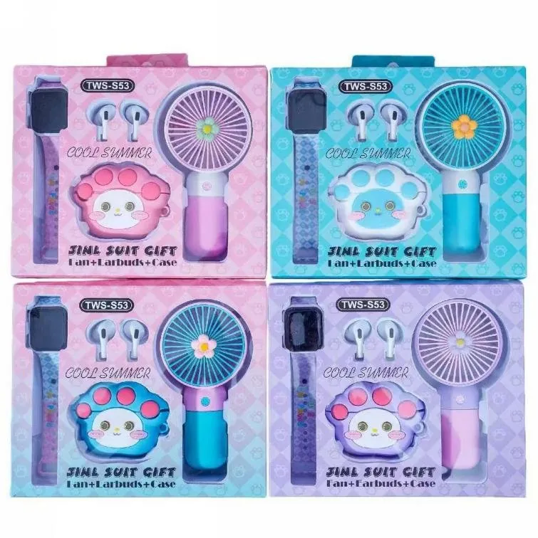 Set de Regalo Audífonos TWS con Reloj y Mini Ventilador
