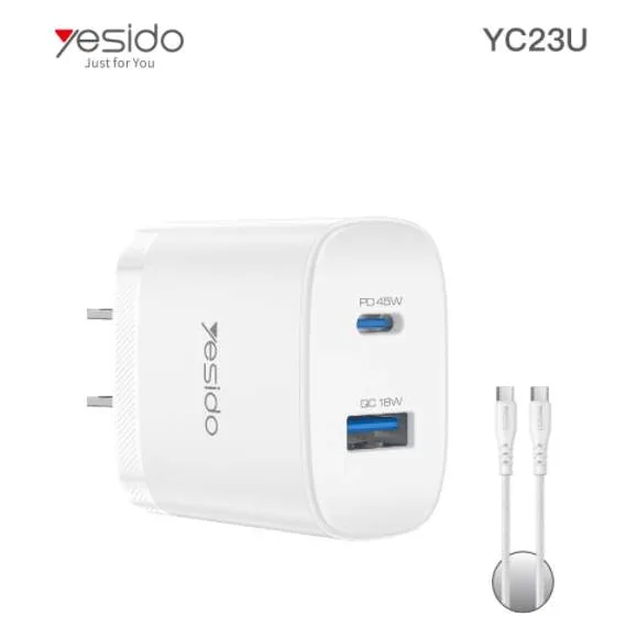 Cargador Yesido YC23U 45W USB-A + USB-C