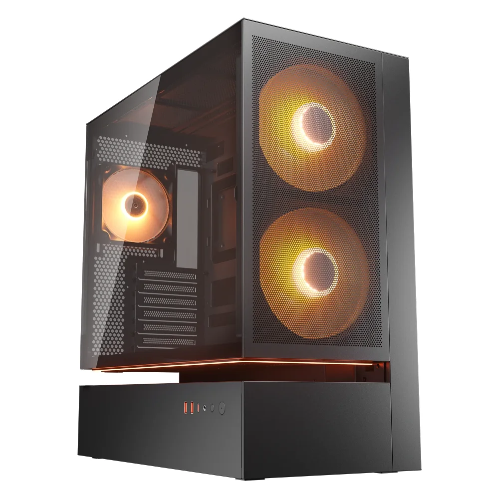 Case Cougar Gamer CFV235 mesh RGB vidrio templado Mid-Tower no incluye fuente de poder negro